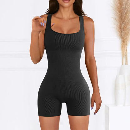 Ribbed Shapewear Jumpsuit Short