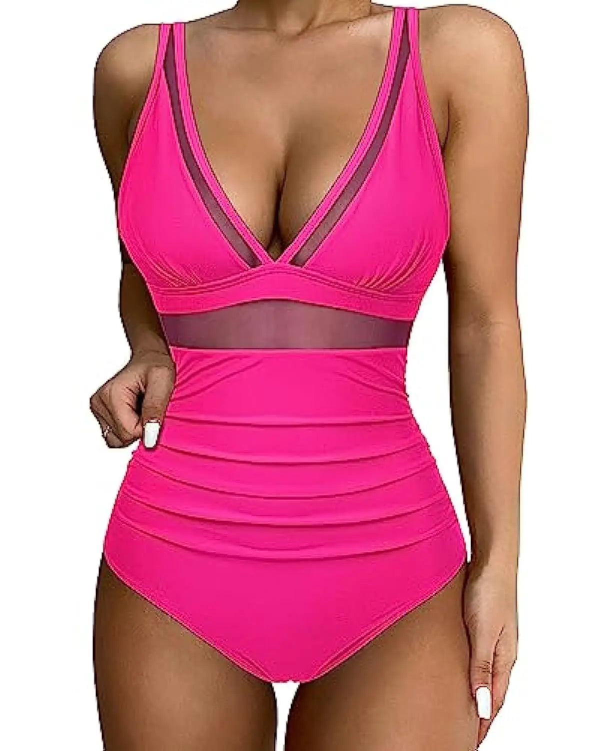 Sculpting V-Neck Mesh Suit