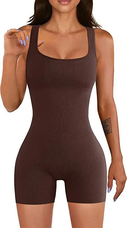 Ribbed Shapewear Jumpsuit Short