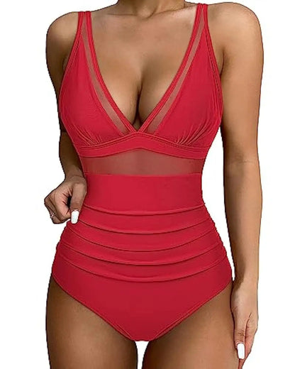 Sculpting V-Neck Mesh Suit