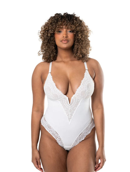V-Neck Half Lazed Bodysuit